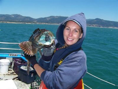 Noelle Yochum with a lingcod