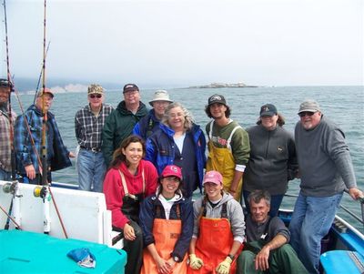 Anglers & crew with Ano Nuevo in background