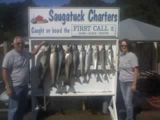 Catch of 10 that included a 24.5, 23.5, 19 and 17 pound salmon.