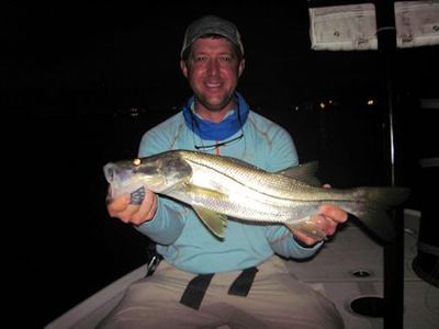 Craig Henke, from Charleston, SC, with a nice snook caught and released on a fly while fishing in Sarasota with Capt. Rick Grassett.