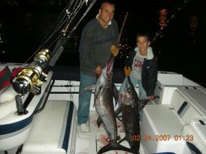 Fernando and son Nick with their first 2 Swordfish.