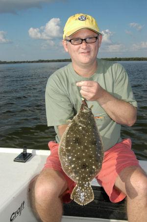 Dave Buls, from IN, caught and released this nice flounder on a CAL jig with a grub while fishing Sarasota Bay with Capt. Rick Grassett.