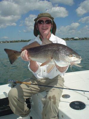 Denis Clohisy, from WI, caught and released this big red on a fly while fishing Sarasota Bay with Capt. Rick Grassett.