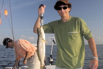 Evan Torkos's Sarasota Bay Deadly Combo trout caught with Capt. Rick Grassett.