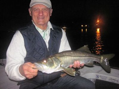 Frank Zaffino Venice Grassett Snook Minnow fly night snook caught and released with Capt. Rick Grassett