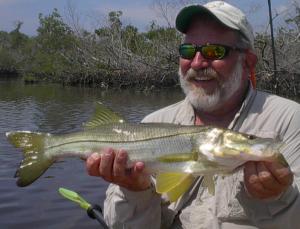 Hank Guetzlaff and a fly-rod snook from Pine Island Sound