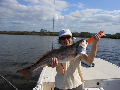 Jill with a big red fish
