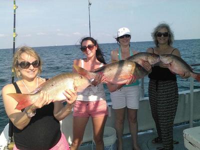 Nice catch of mutton snappers by these lady anglers.