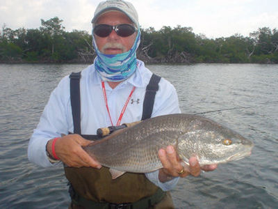 Mike Perez's Gasparilla Sound fly red caught while wading with Capt. Rick Grassett.