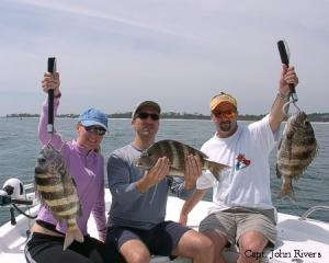 Jill, Wayne and Mike had a great day, this is just a few of the Sheepshead they caught.