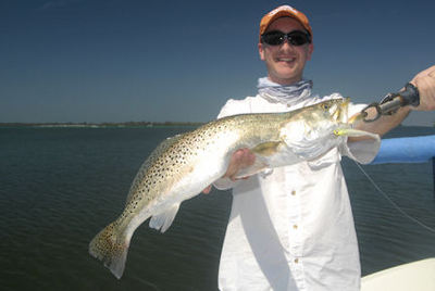 Scotty Heidler's Sarasota Bay CAL jig 5 1/2-pound trout caught with Capt. Rick Grassett.