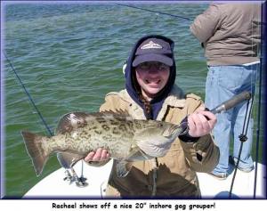 Rachel shows off a nice 20' inshore gag grouper.