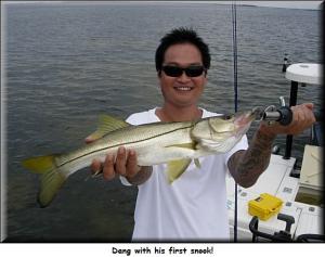 Dang with his first snook!