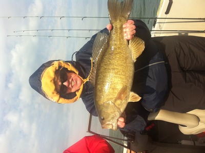 Cathy Clark with a 6.5 lb lake Eire smallmouth