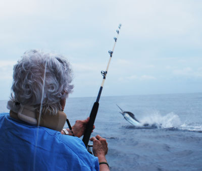 86 Year Old Nora Scholfield Battles a Blue Marlin