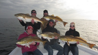 Five reds on at once is always fun. All over sized fish were released unharmed.