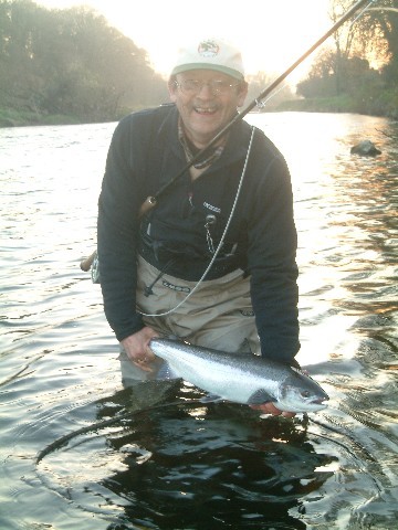 Picture is Blackwater Lodge & Salmon Fishery proprietor Ian Powell on April 2, 2009 with an 11 pounder on fly from Beat 6  Lower Kilmurry. The fish was released alive.