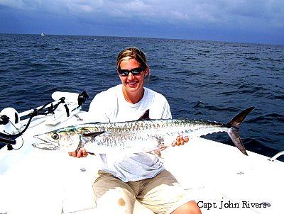 Big Kings like this one are common in July,Michell had fun fighting this big king on light tackle.