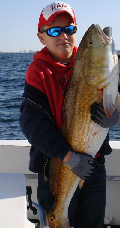 Giant redfish caught Orange Beach fishing
