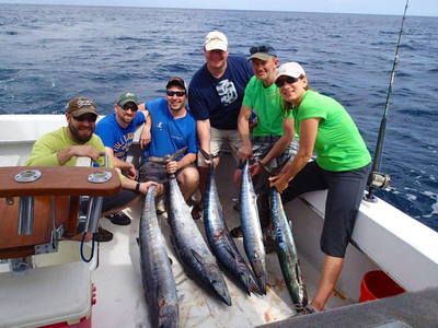 4 Wahoo and a kingfish, great fishing charter trip