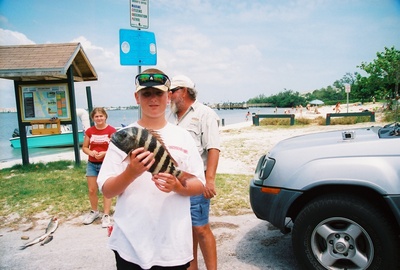 Shane Surrency with a sheepshead he caught at a recent Teen Angler tournament.