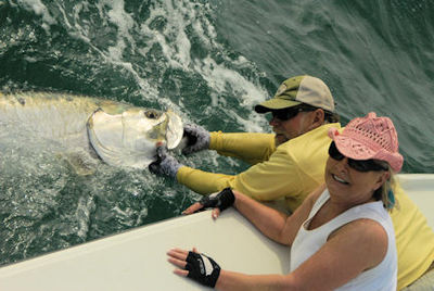 Andrea Lutz Sarasota tarpon caught and released with Capt. Rick Grassett.