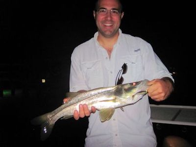 Derek Harmer, from Orlando, FL, caught and released this snook while fishing lighted docks in Sarasota Bay with Capt. rick