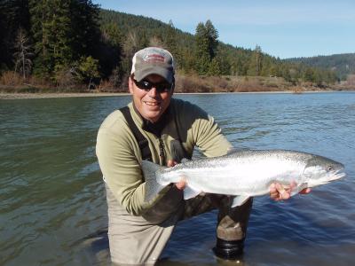 Guide Dave Jacobs with wild Northern California steelhead