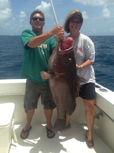 Big warsaw grouper caught deep dropping in Ft Lauderdale