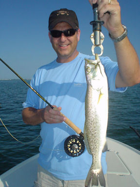 Jamie Grow's Sarasota Bay Grassett Flats Bunny fly trout caught and released while fishing with Capt. Rick Grassett.