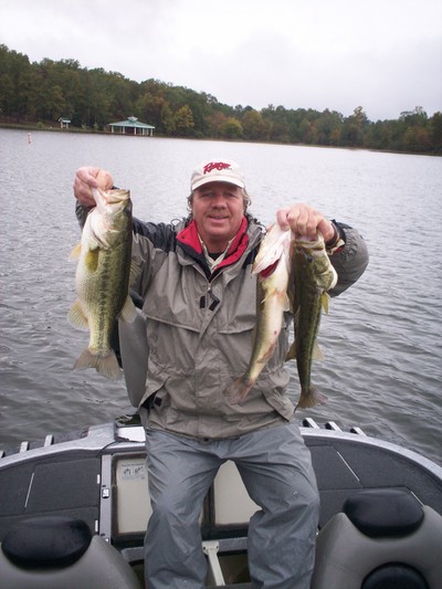 Cloudy, overcast days can produce all day action for numbers of big bass like these Lay lake largemouth's, caught by the author, Reed Montgomery