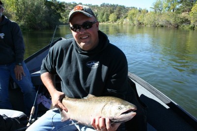 Kash from Yreka, Calif., with his first salmon caught with guide Andy Martin of www.wildriversfishing.com