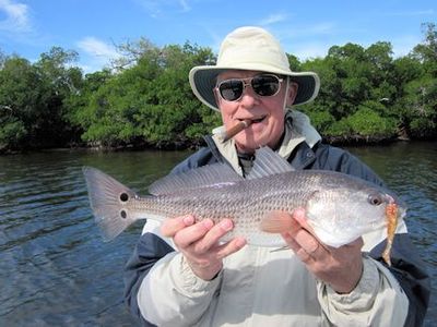 Keith McClintock, from Lake Forest, IL, with a red caught in the backcountry of Gasparilla Sound near Boca Grande on a CAL jig with a shad tail while fishing with Capt. Rick Grassett.