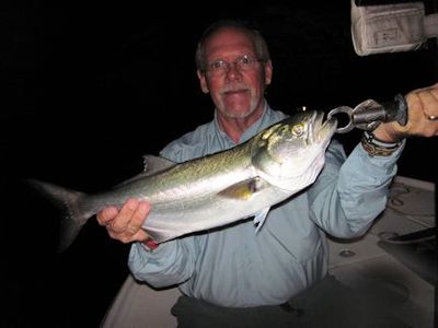 Mike Perez Venice Grassett Snook Minnow fly night big blue caught and released with Capt. Rick Grassett