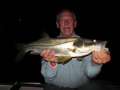 Mike Perez Venice Grassett Snook Minnow fly night snook caught and released with Capt. Rick Grassett