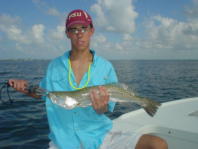 Mitchell White's 4-lb Sarasota trout caught and released on a DOA Deadly Combo while fishing with Capt. Rick Grassett.