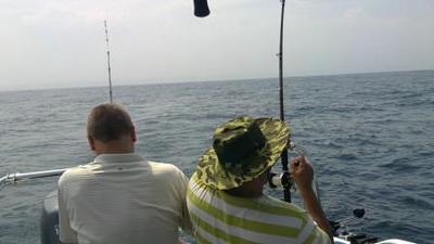 Double Yellowfin Tuna hook up off Durban
