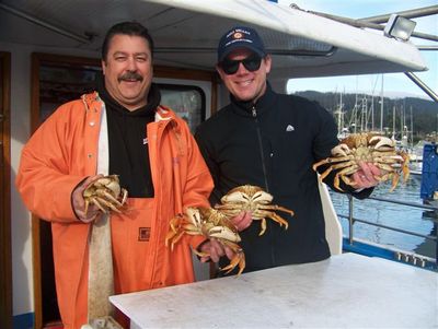 Tyler and Guy with Dungeness Crab
