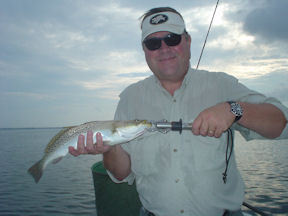 Al Cuneo, from Ellenton, FL, caught and released this trout on a Clouser fly while fishing Sarasota Bay with Capt. Rick Grassett.