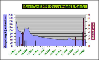 Graph of Rainfall/River height on the Cork Blackwater