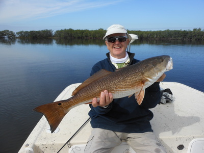Gene with a monster red fish.