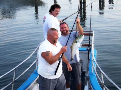 Paul and Rob at the dock catching bluefish!!