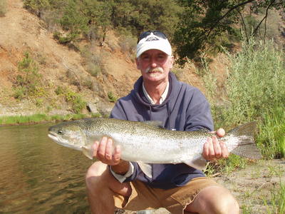 10 pound wild Trinity river steelhead while fishing with guide Dave Jacobs August 2008