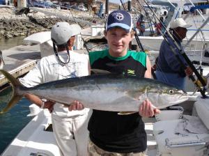 14 YEAR OLD JOSH SCHORLEMMER FROM SALT LAKE CITY  WITH A NICE 37 LB YELLOWTAIL CAUGHT ABOARD REBECCA ON MARCH 6TH.